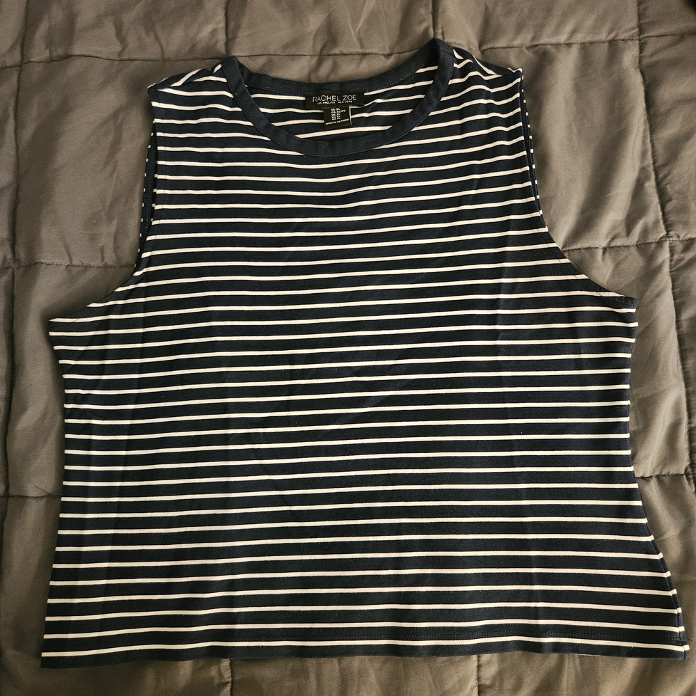 Rachel Zoe Navy & White Striped Sleeveless Tank
